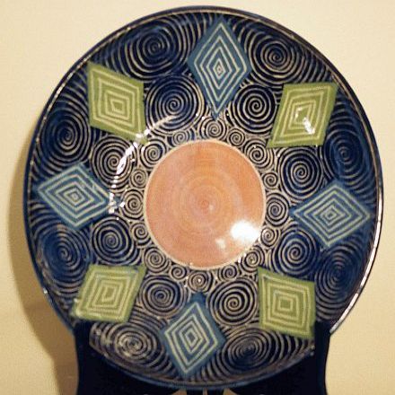 "Spirals with Diamond Pattern Plate " 14 " across
